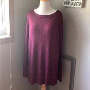 Free People “Fig Sorbet” Oversized Thermal Top